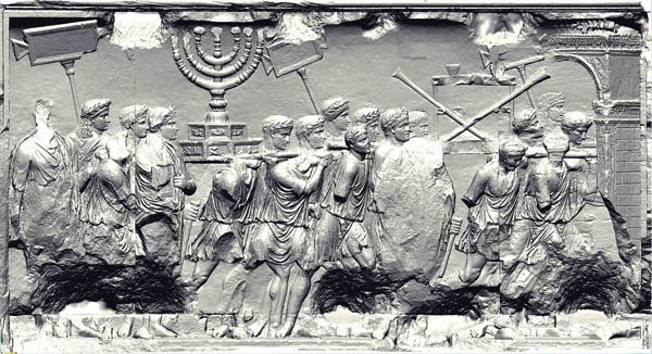 Romans sack the Jerusalem temple, Arch of Titus, Rome, 82  CE