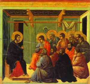 Jesus instructs the disciples, Duccio, 14thC