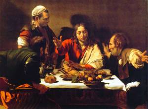 Christ reveals himself at Emmaus, Caravaggio, 17thC