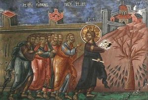 Cursing the fig tree, late Byzantine style, no  attribution available