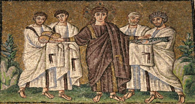 Jesus and the Four Apostles, Ravenna, 7thC