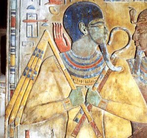 Osiris as Res-udja ("he who awakens intact"), with shepherd's crook and flail