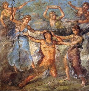 Sparagmos of Pentheus by Bacchantes, wall painting, Pompeii, 1stC