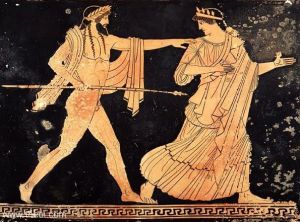 Zeus pursuing Aigina, Athenian red figure, 5th century BC